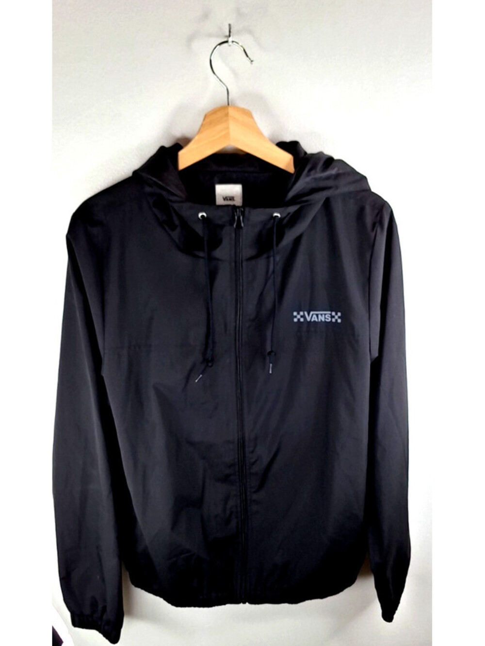 Vans Black Off the Wall Windbreaker Rain Jacket SKatercore Streetwear Y2K Grunge